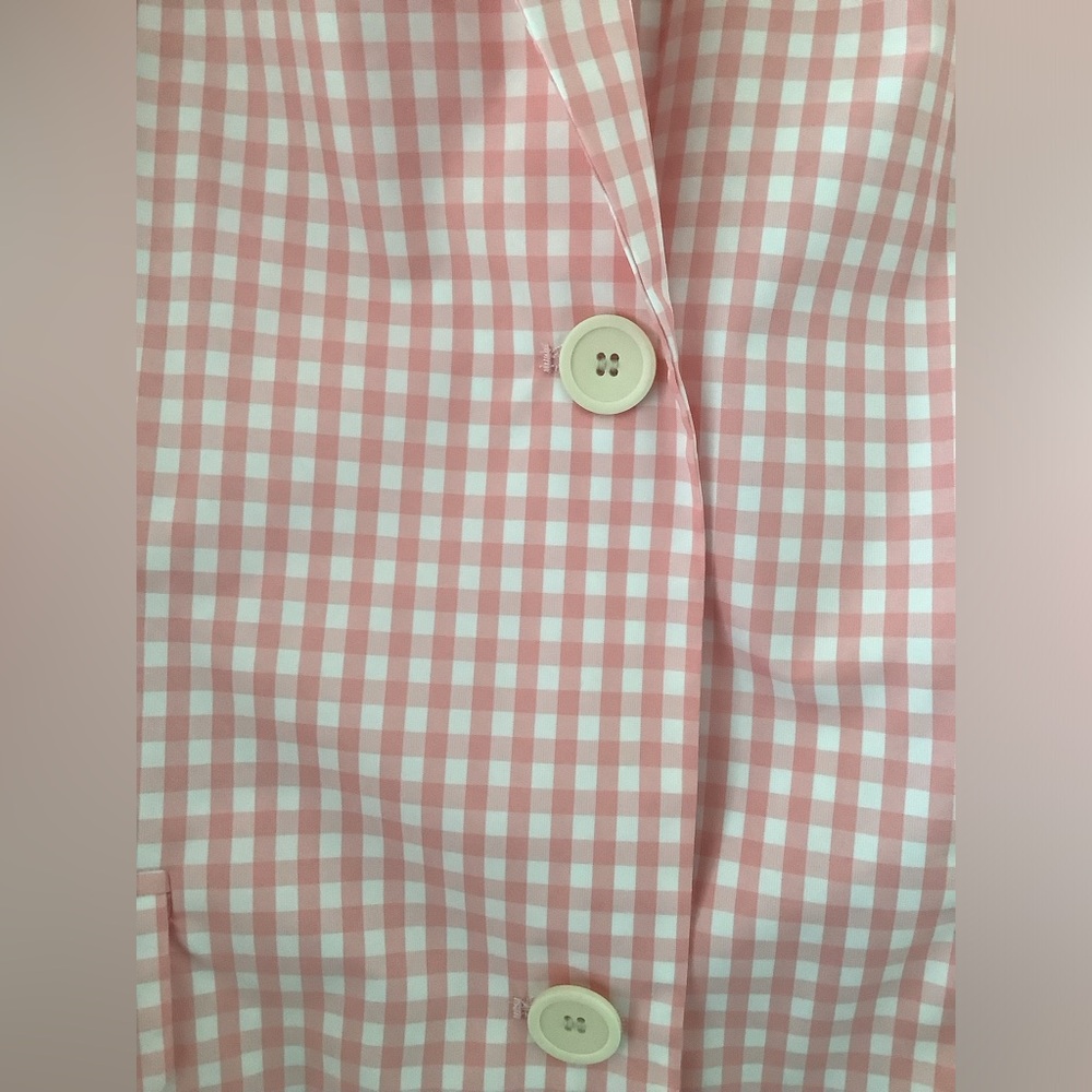 🆕 1.state Chic Pink and whit Gingham light Duster Coat. - Picture 10 of 10